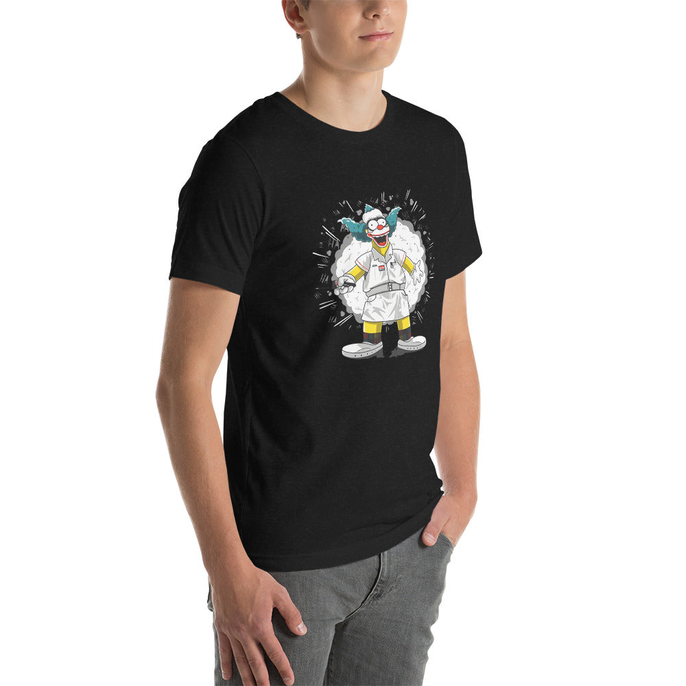 Krusty el Payaso Es un producto de ropa que es ideal para los fanáticos de los Simpsons y el Joker de Batman que deseen mostrar su amor de manera divertida y original.