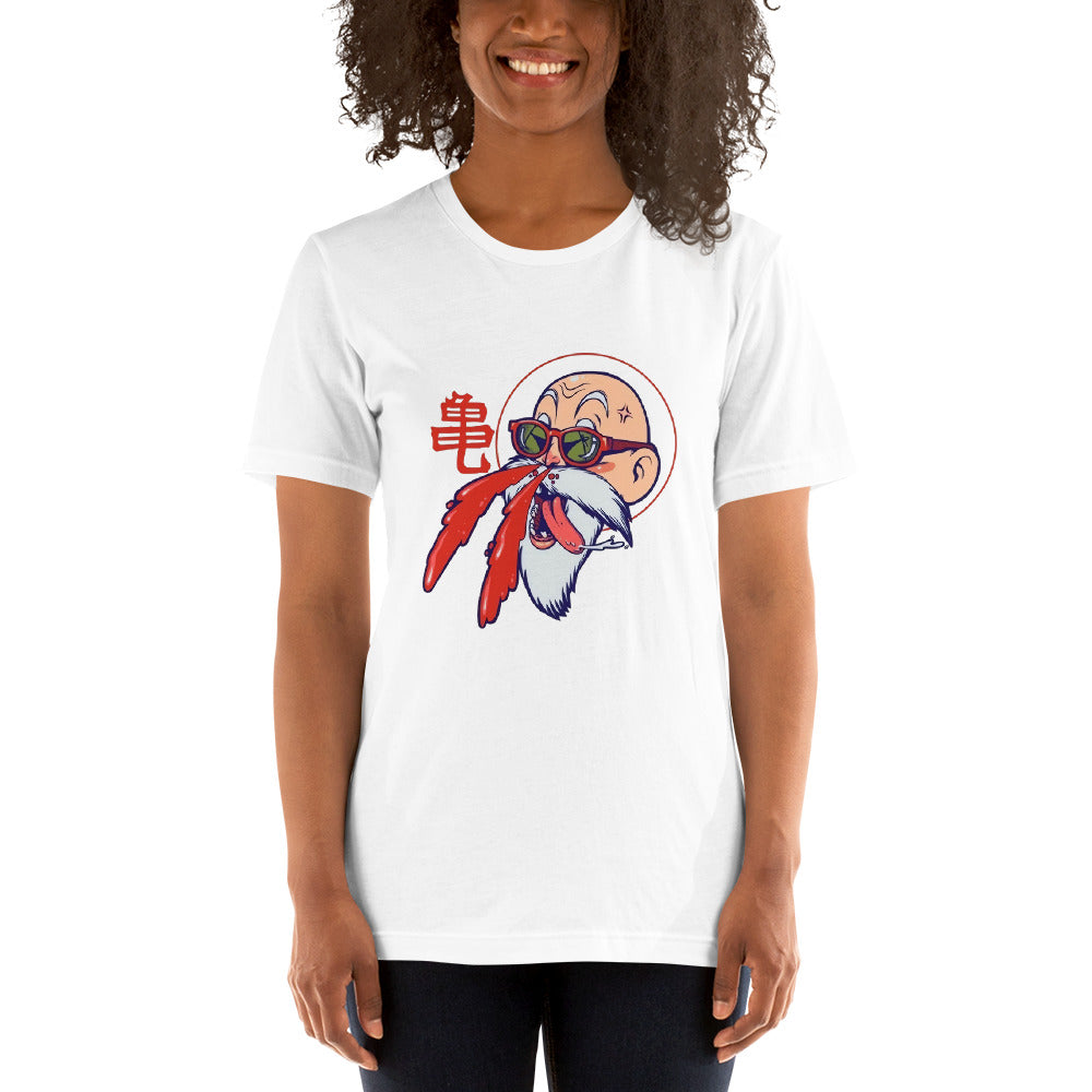 La playera Maestro Roshi es una prenda que homenajea a uno de los personajes más queridos de la serie de anime Dragon Ball.