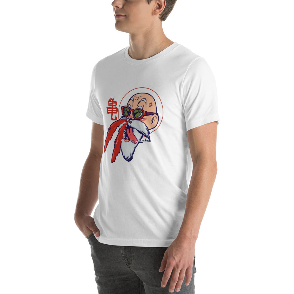 La playera Maestro Roshi es una prenda que homenajea a uno de los personajes más queridos de la serie de anime Dragon Ball.